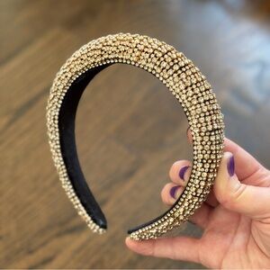 Embellished Gold Crystal Padded Headband